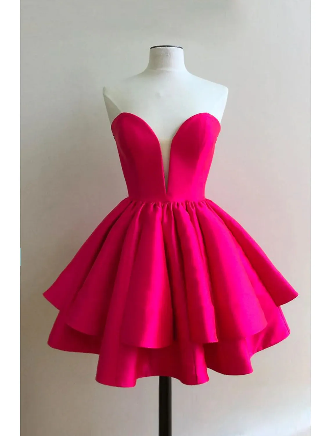 Aimishang  A-Line Homecoming Dresses Princess Dress Graduation Cocktail Party Short / Mini Sleeveless Sweetheart Pink Dress Satin Backless with Ruffles