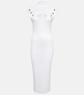 Balmain Mesh-trimmed midi dress