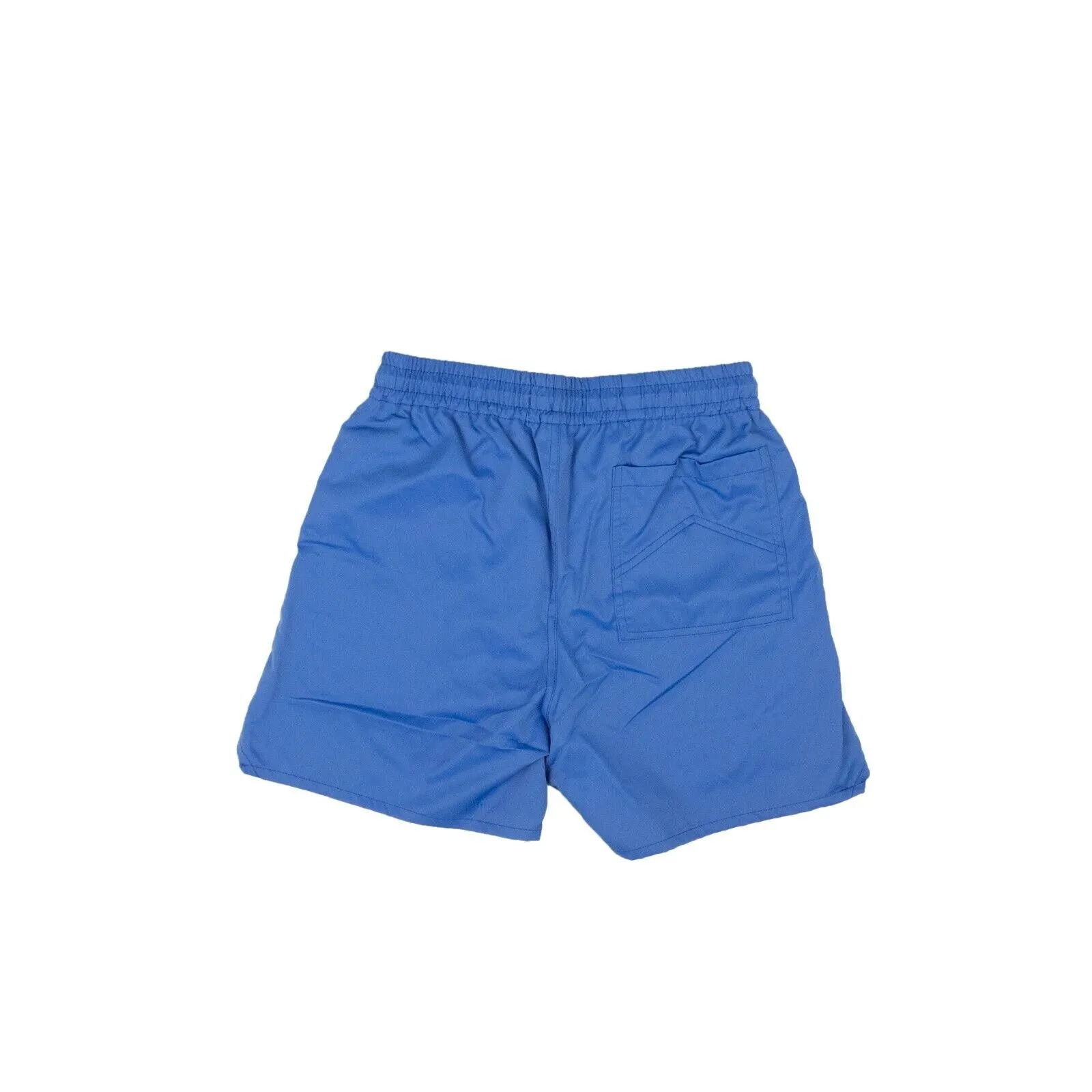 Blue Polyester Logo Print Swim Trunks