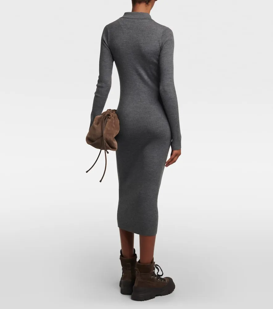 Brunello Cucinelli Ribbed-knit virgin wool and cashmere midi dress