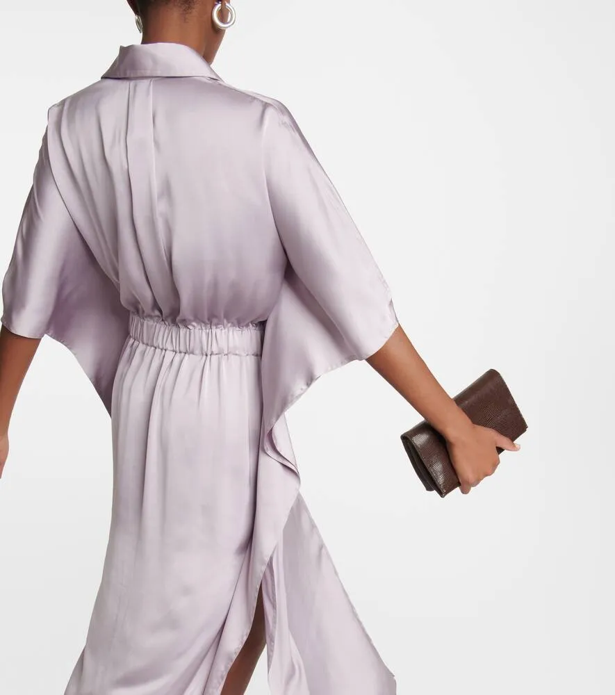 Brunello Cucinelli Satin belted shirt dress