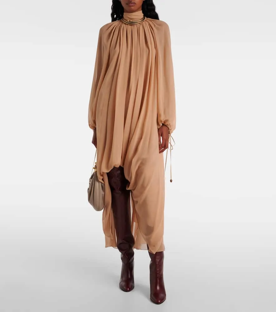 Chloe Gathered silk georgette maxi dress