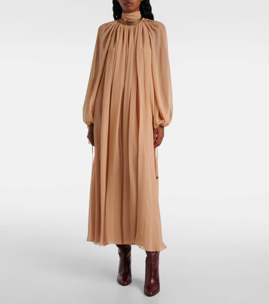 Chloe Gathered silk georgette maxi dress