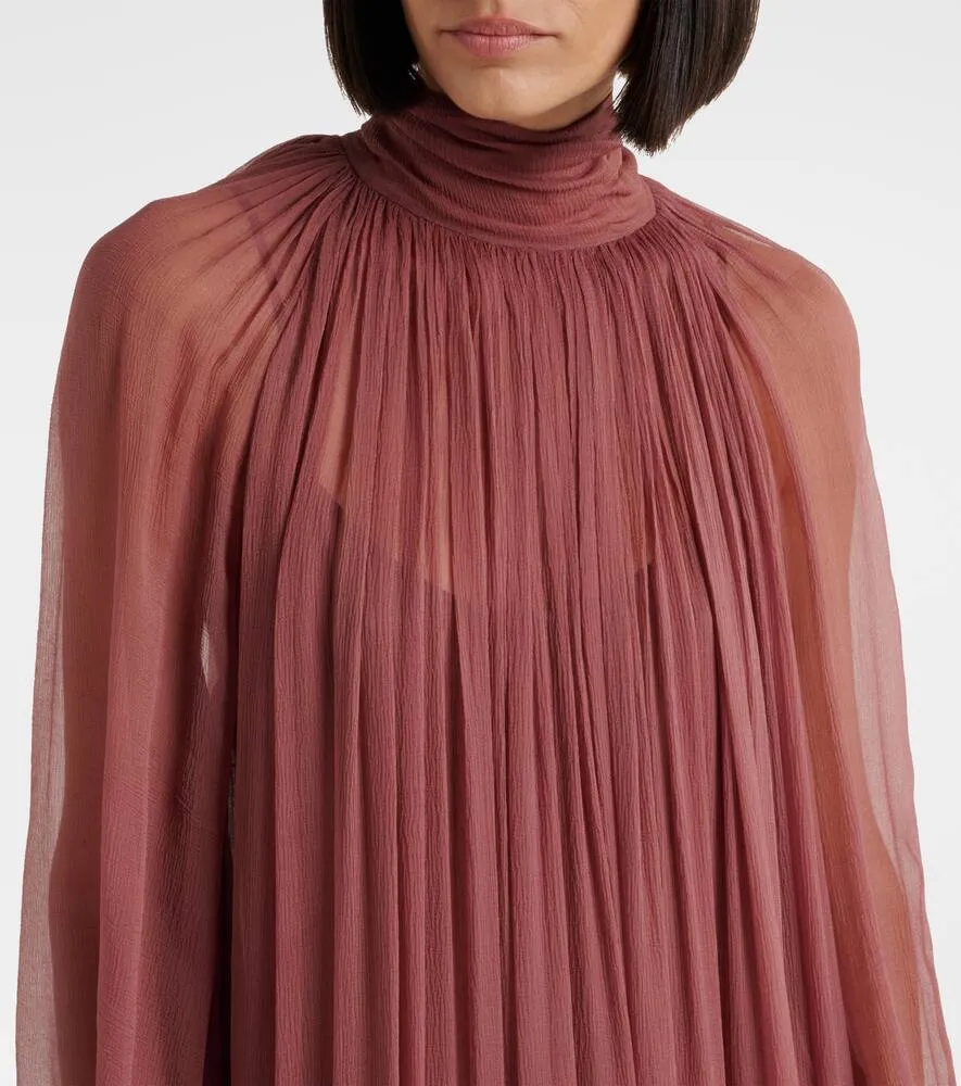Chloe Gathered silk muslin gown