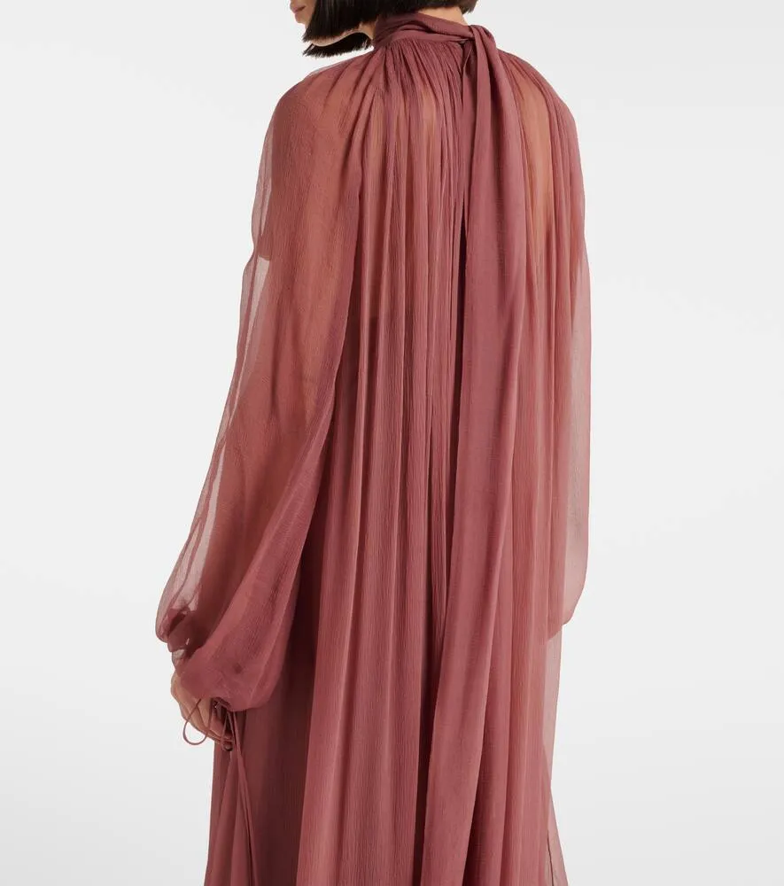 Chloe Gathered silk muslin gown