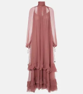 Chloe Gathered silk muslin gown