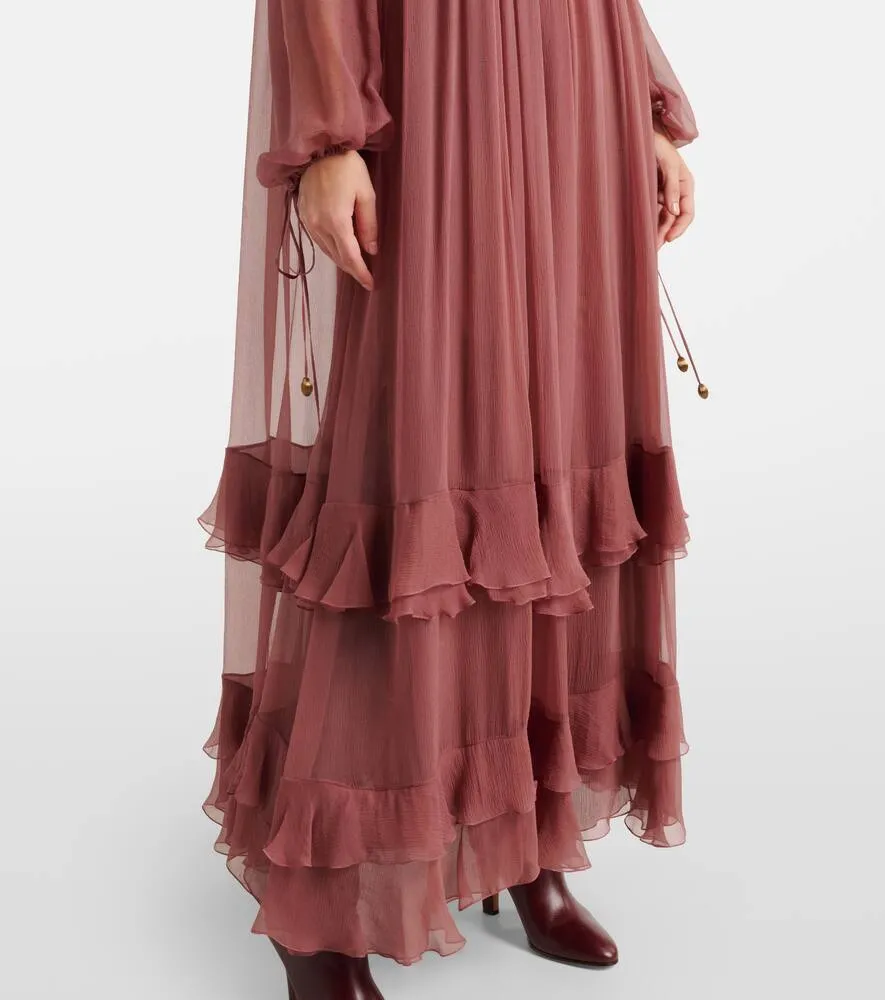 Chloe Gathered silk muslin gown