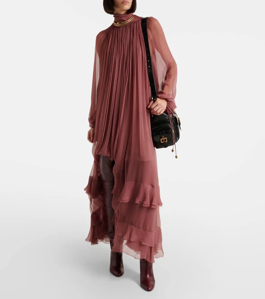 Chloe Gathered silk muslin gown