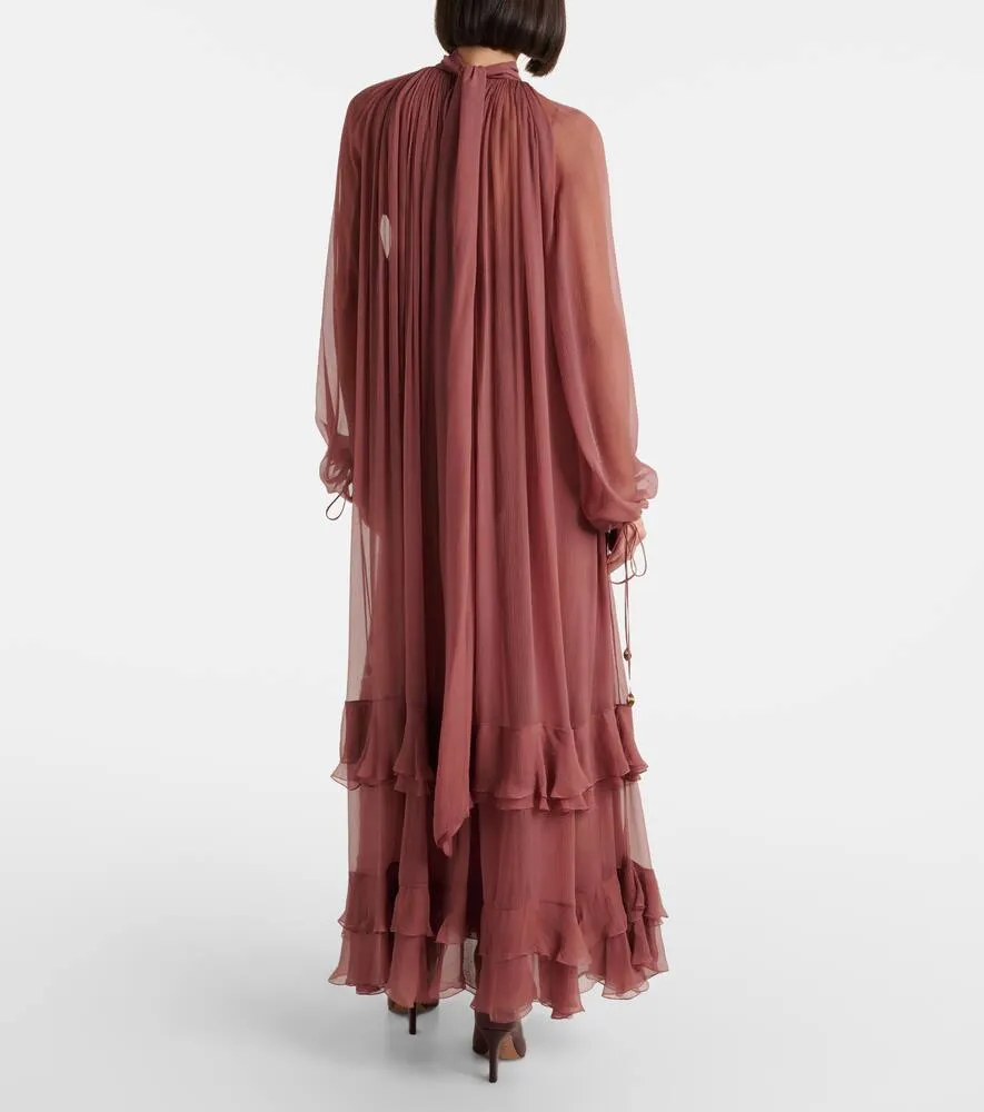 Chloe Gathered silk muslin gown