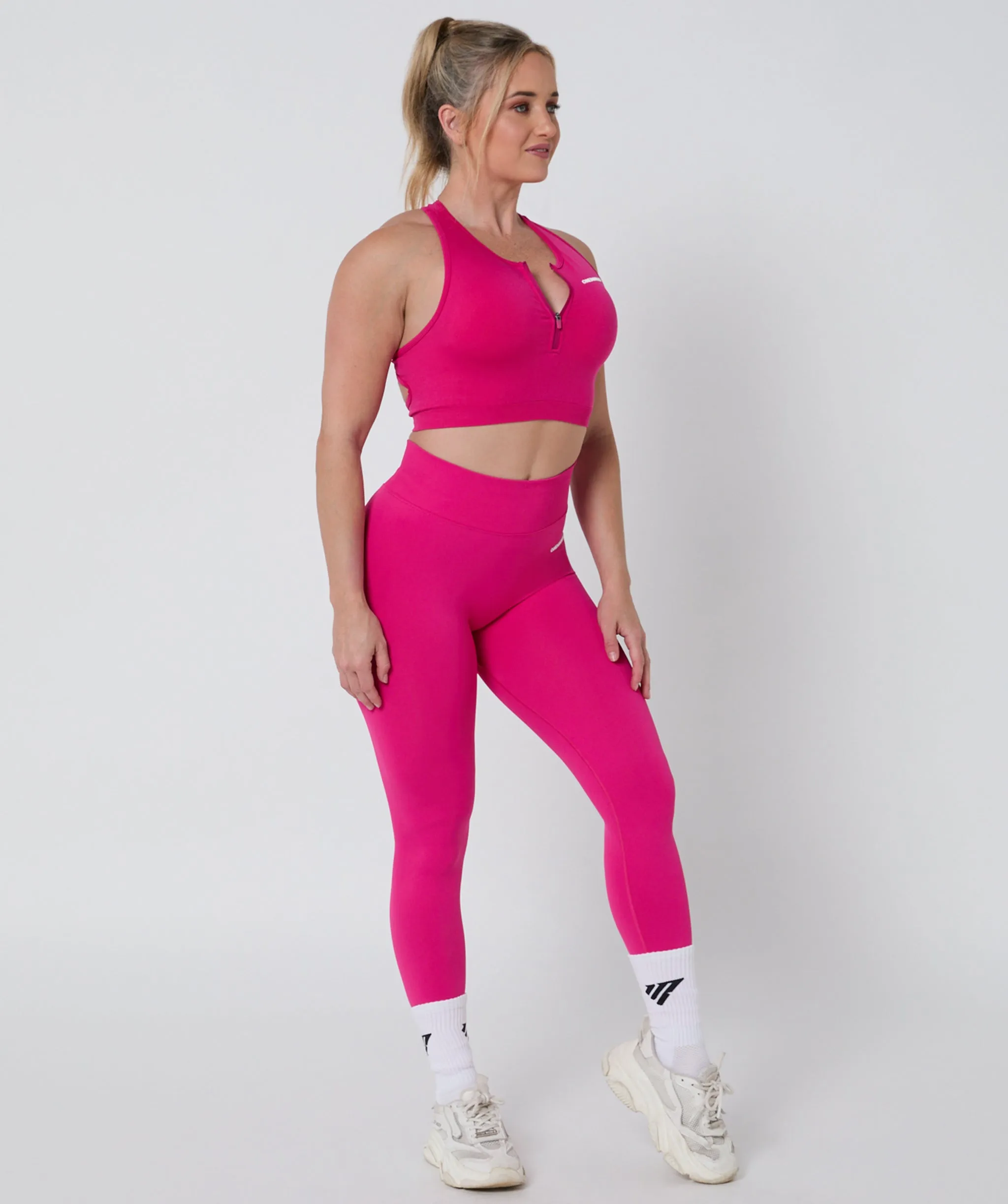 Luscious Seamless Zip Racerback Sports Bra Magenta