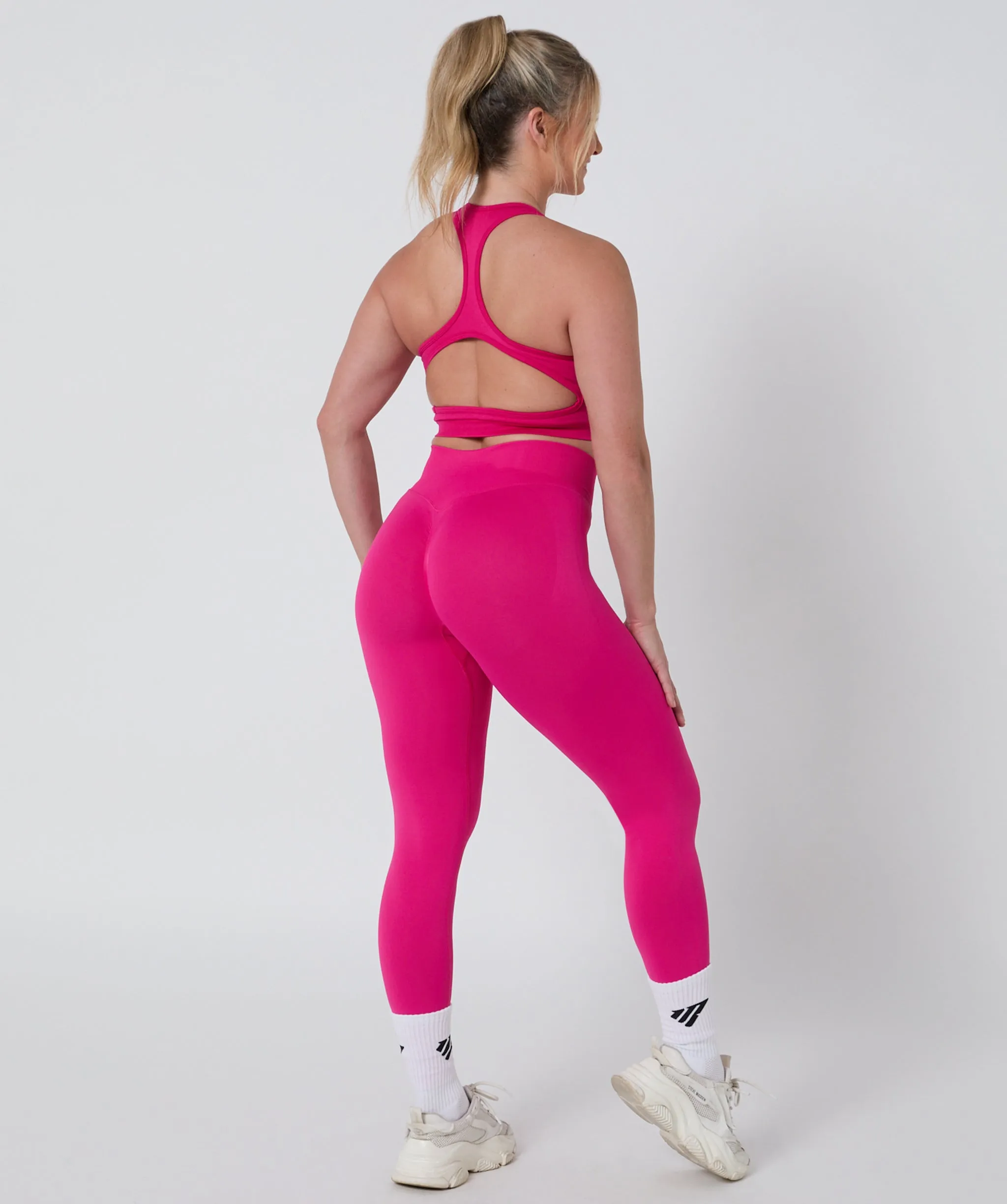 Luscious Seamless Zip Racerback Sports Bra Magenta