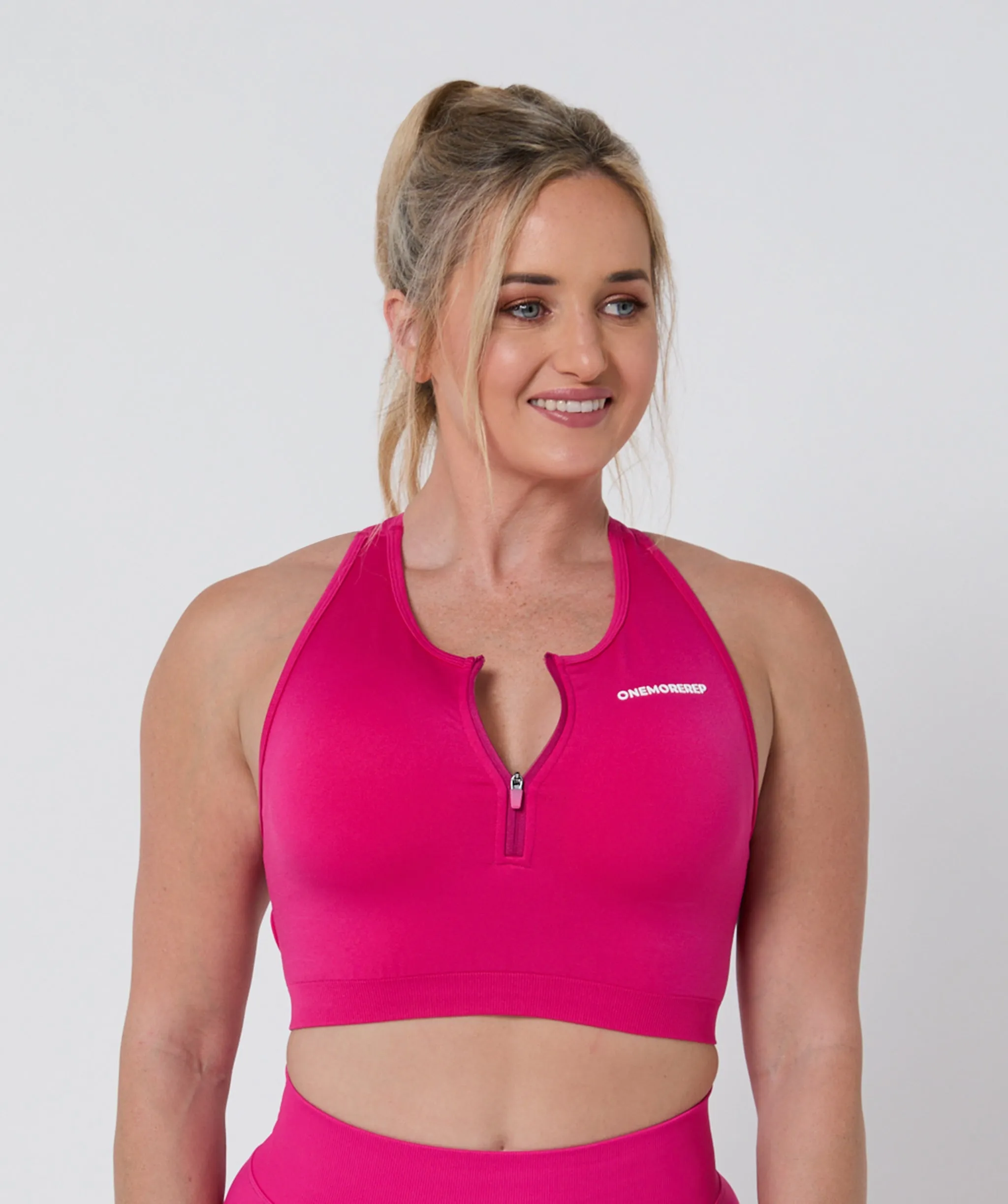 Luscious Seamless Zip Racerback Sports Bra Magenta