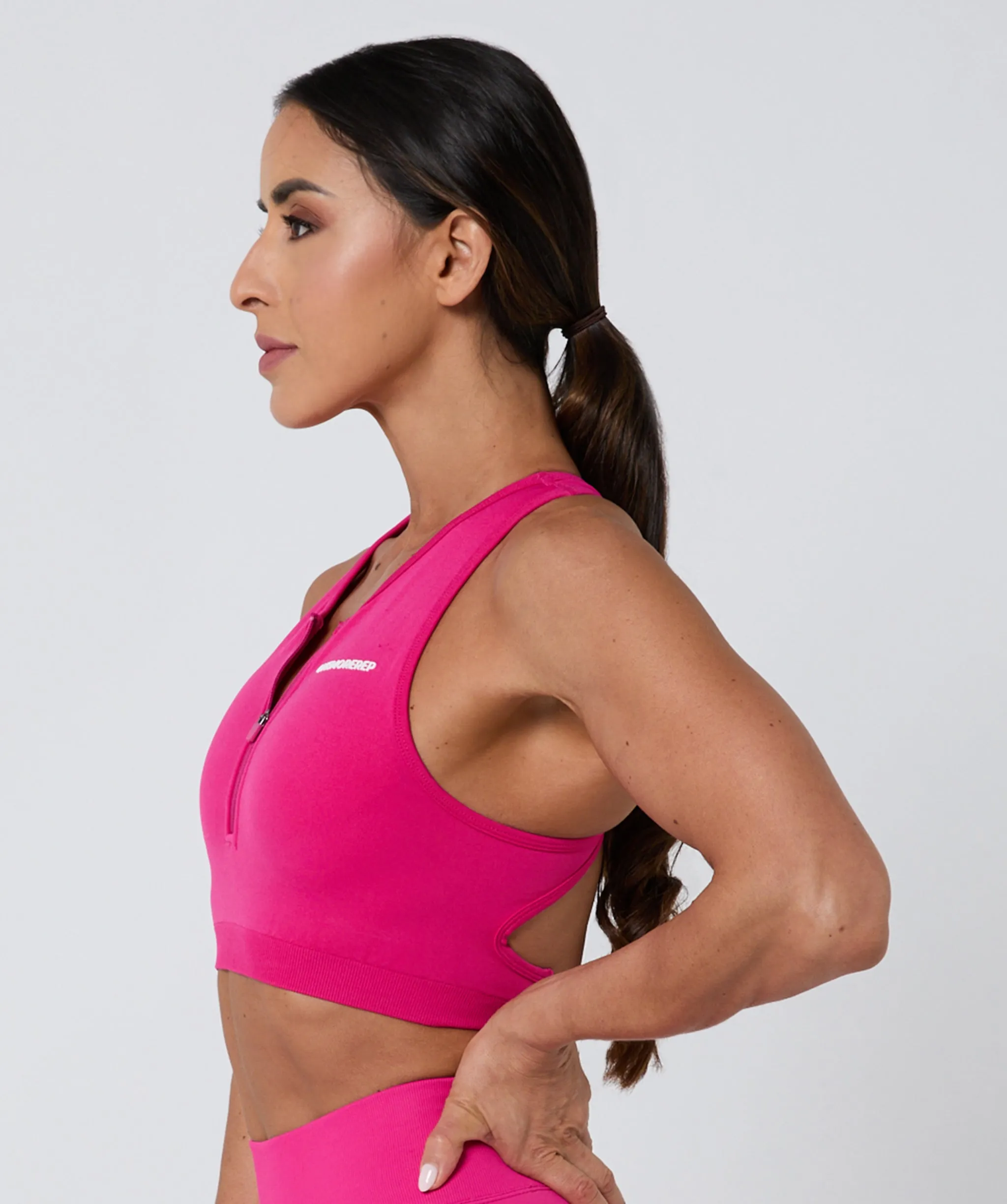 Luscious Seamless Zip Racerback Sports Bra Magenta