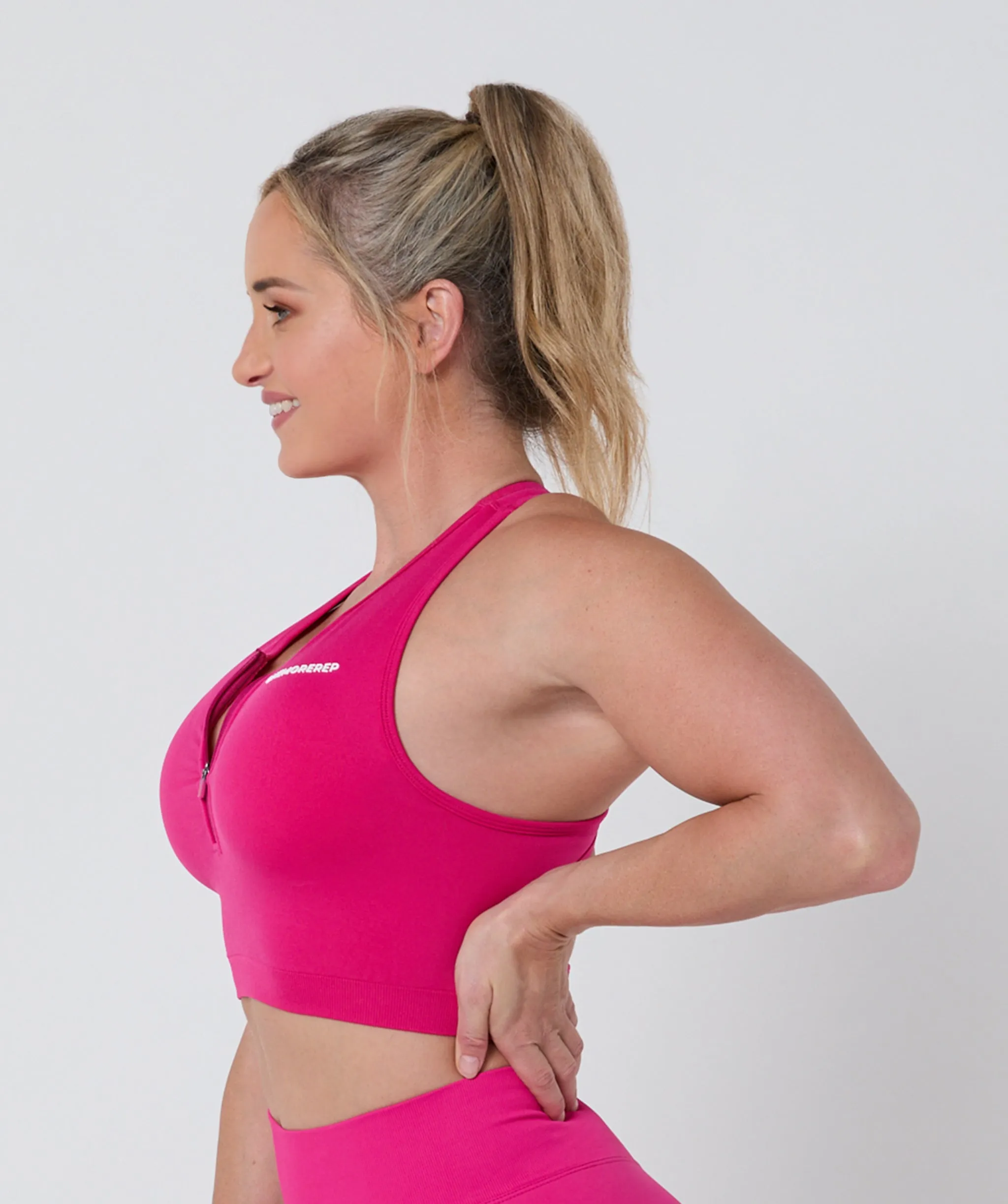 Luscious Seamless Zip Racerback Sports Bra Magenta