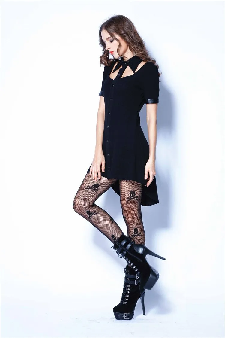 Punk hollow-out doll collar cocktail Tee dress DW127