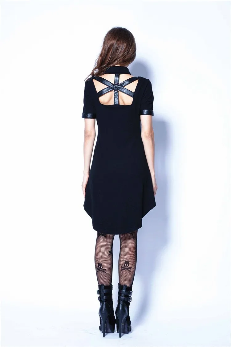 Punk hollow-out doll collar cocktail Tee dress DW127