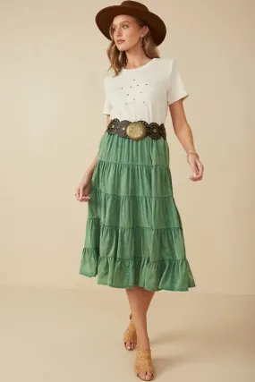 Two Tone Washed Tiered Skirt