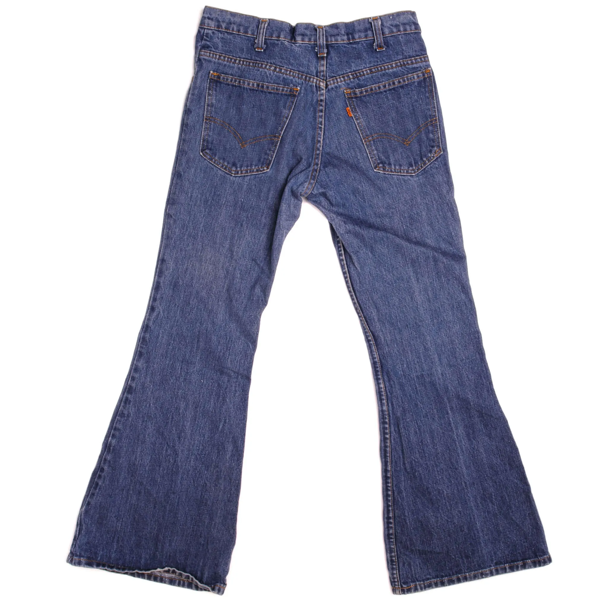 VINTAGE LEVIS BELL BOTTOMS 684 JEANS INDIGO ORANGE TAB  70S W31 L29 MADE IN USA